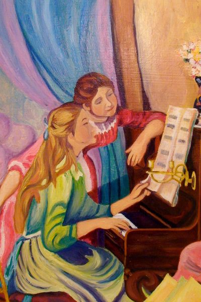 girls at piano